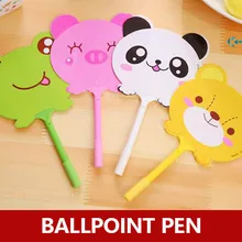 50 шт./партия, мультфильм веер с животным шариковой ручкой, kawaii панда/медведь Шариковая ручка для детей, как канцелярские принадлежности для школы ручка с вентилятором