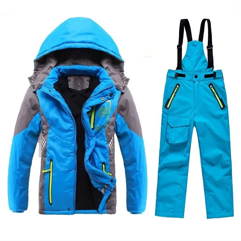  Winter Warm Waterproof Baby Boys Girls Climbing Clothing Sets Child Coat and Pant Children Outerwea