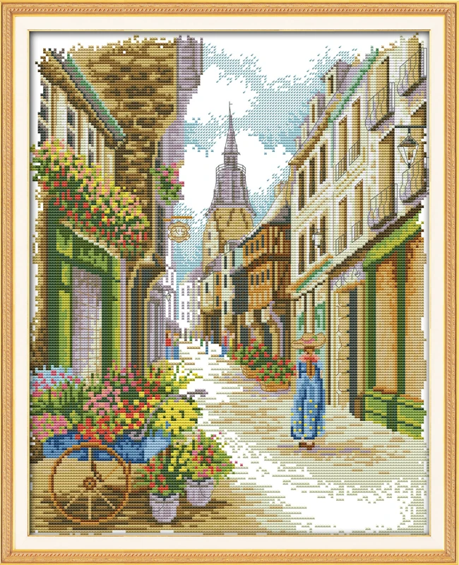 A street view (3) counted printed on fabric DMC 14CT 11CT Cross Stitch kitsembroidery needlework Sets Home Decor | Дом и сад