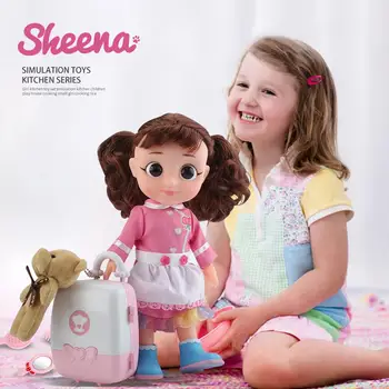 

Simulation Doll Toy Baby Girl Electric Voice Doll with Plush Bear Suitcase Pretend Beauty Doll Children Educational Toy Gift