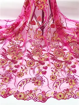 

3D Flower Lace Tulle African Lace Fabric High Quality Embroidery African French Lace Fabric For Party Dress