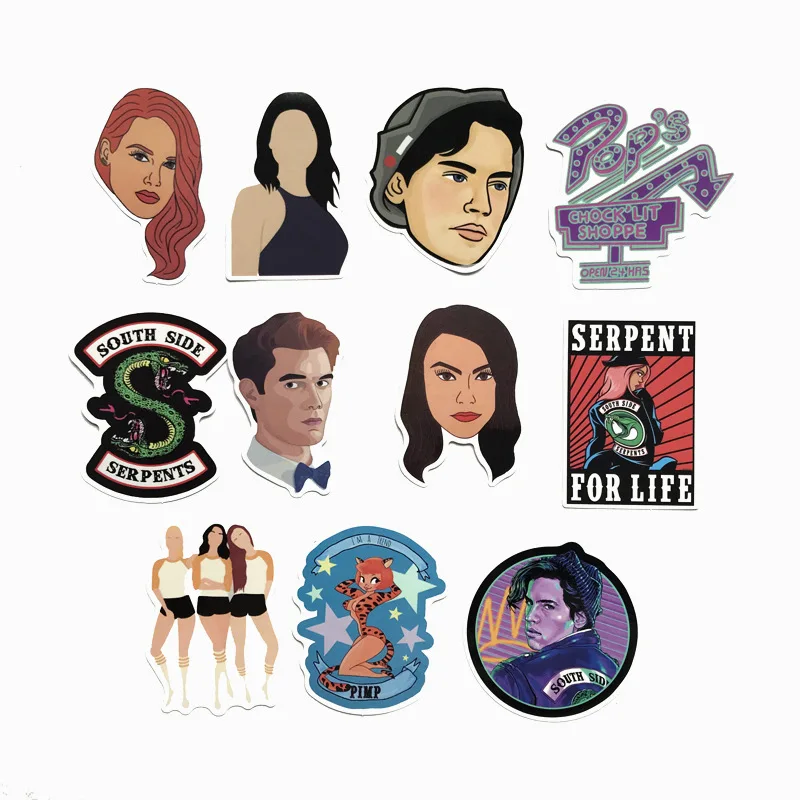 35 قطعة Riverdale تلفزيوني المشجعين Pvc ملصقات مقاومة للماء الشارات ل DIY محمول لوح التزلج المنزل جدار ملصقا شارات