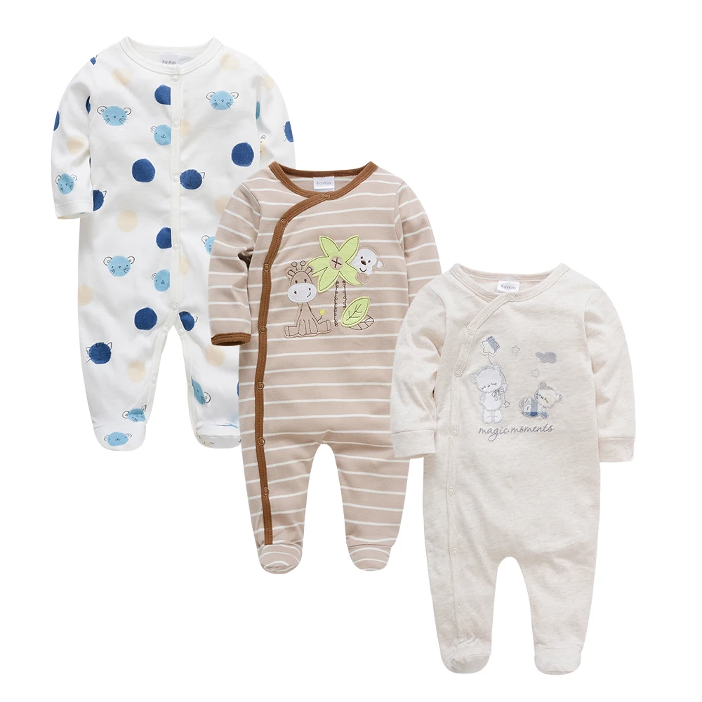 Kavkas/одежда для малышей; лето-осень г.; хлопковая одежда с длинными рукавами и рисунком медведя; костюм для новорожденных мальчиков и девочек; комбинезоны