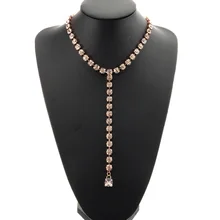 Wholesale Rhinestone Choker Necklace Bohemian Statement Sexy Crystal Drop Pendant Y Lariat Necklace Choker Jewelry for Women vintage bib rhinestone crystal statement choker necklace for women