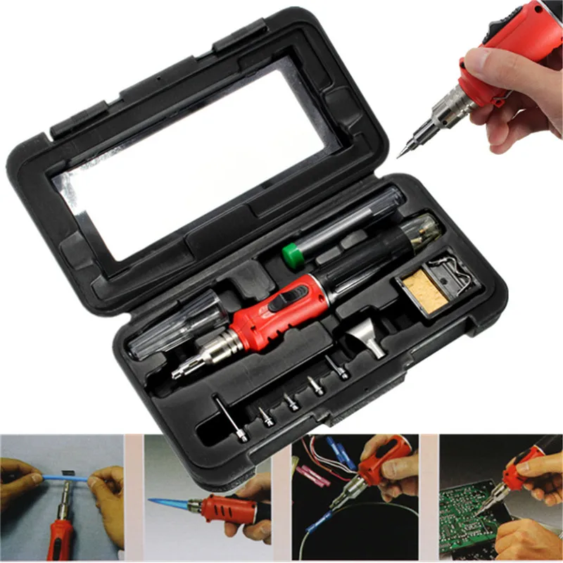 

10-in-1 Professional Butane Gas Soldering Iron Set 26ml Welding Kit Torch Tool set 5 Joint Replaments Automatic ignition