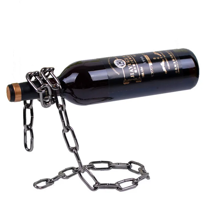Creative Magic Metal Chain Ribbons Rope Wine Rack Suspension Wine Rack