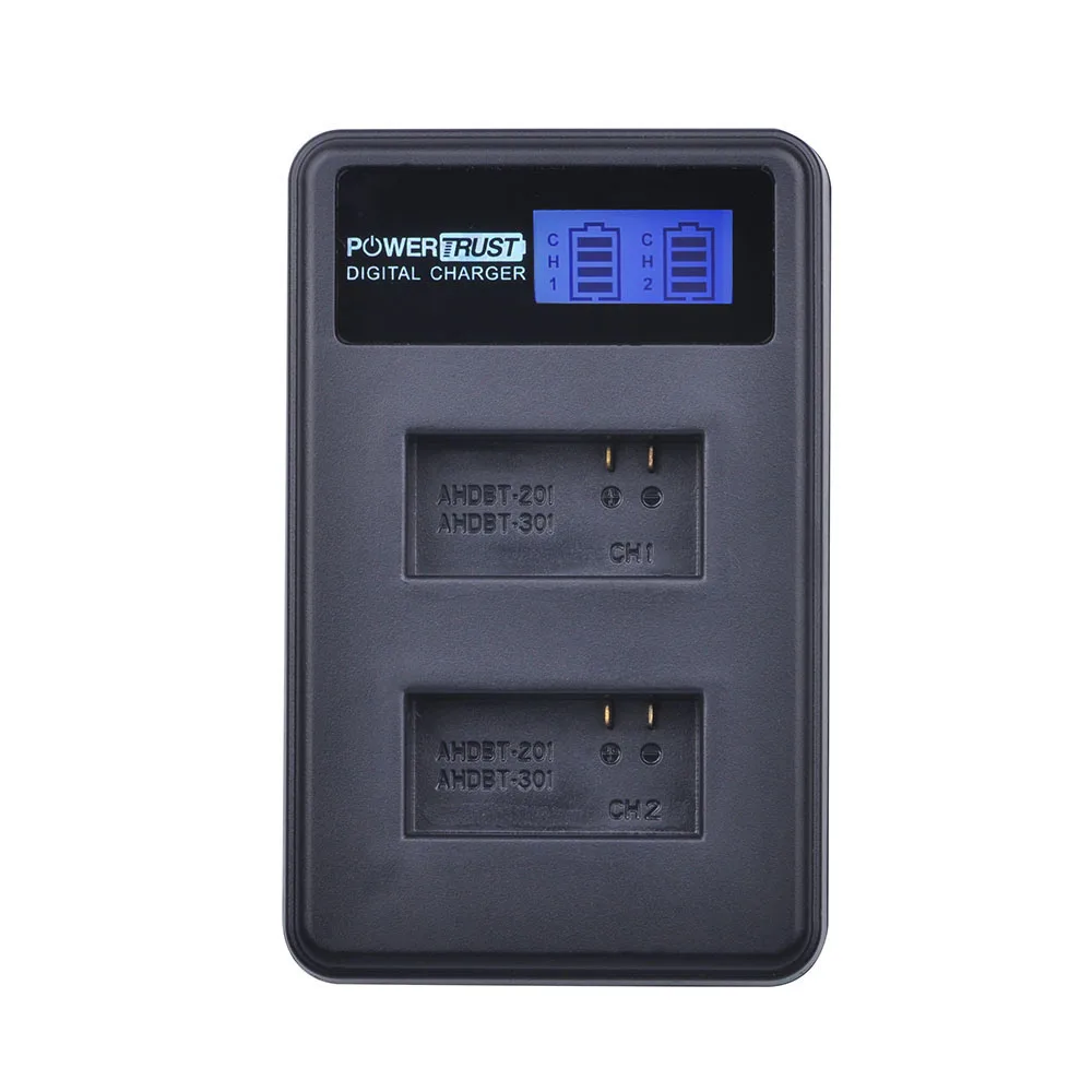 Powertrust 1 шт. для Gopro hero3 ЖК-дисплей двойной USB зарядное устройство для AHDBT-301 AHDBT-302 камера батарея