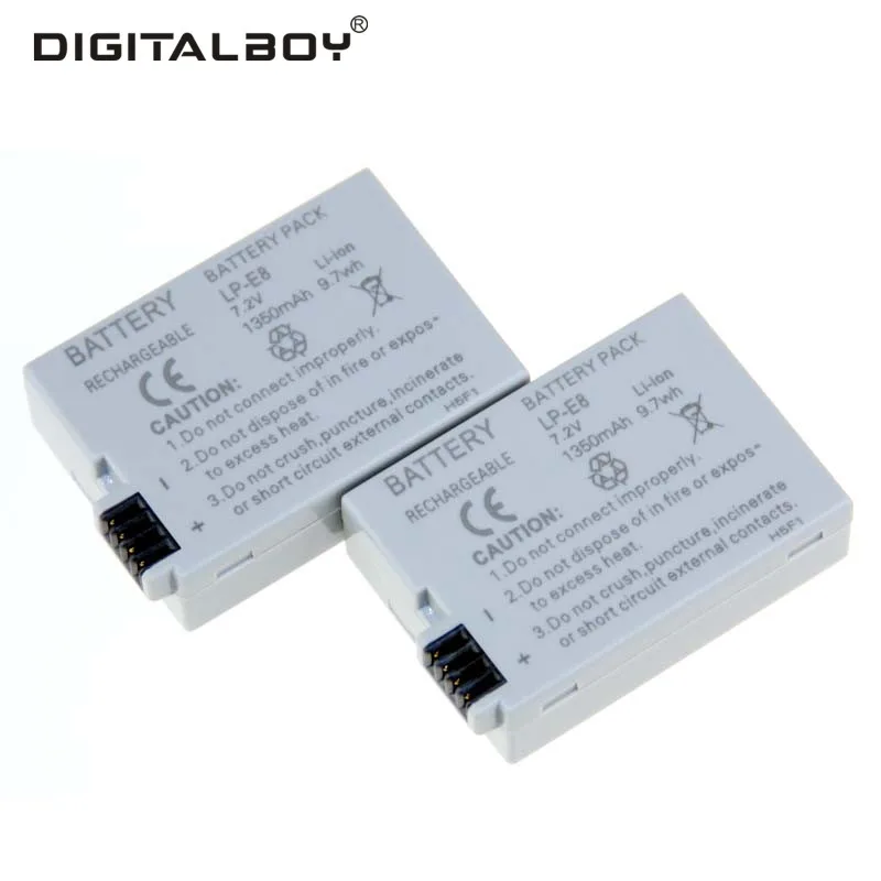 

High Quality 2PCS LP-E8 LP E8 LPE8 Camera Rechargeable Li-ion Battery For For Canon 550D 600D 650D 700D Bateria