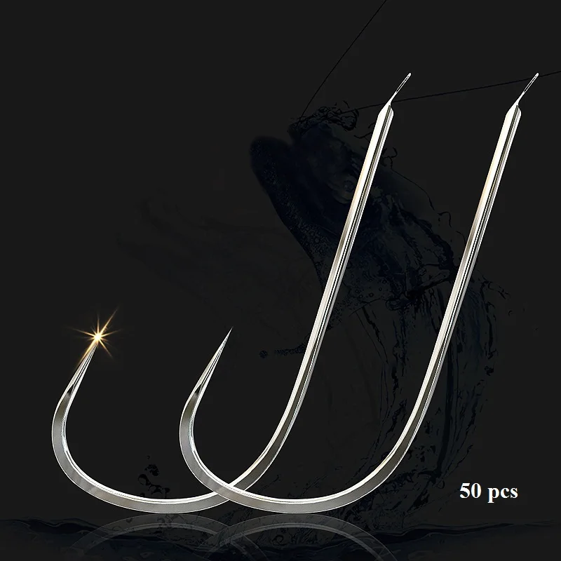 50 pcs/pack 1 8 Small Fish Fishhooks Non barb Competition Fishing
