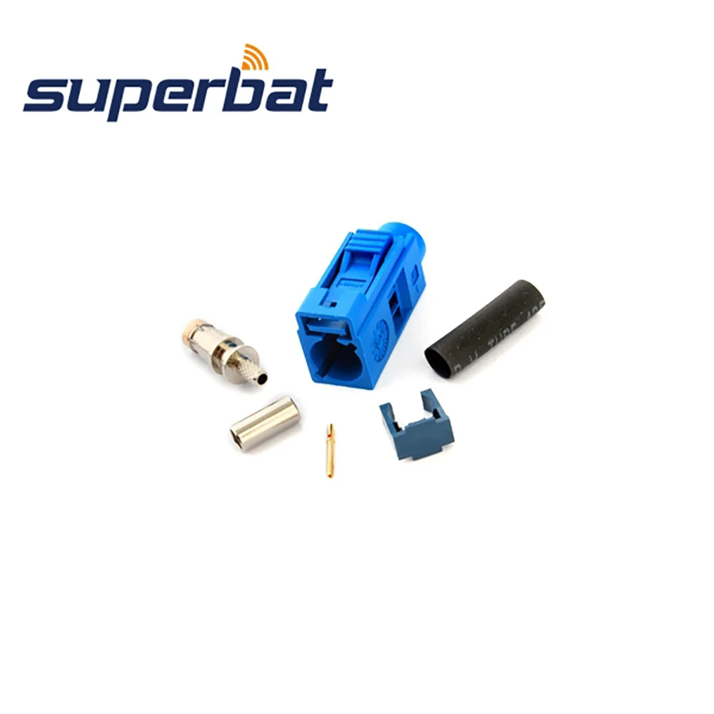 Superbat 10 шт. Fakra обжимной разъем для синего gps телематики или навигации для коаксиального кабеля RG316, RG174, LMR100