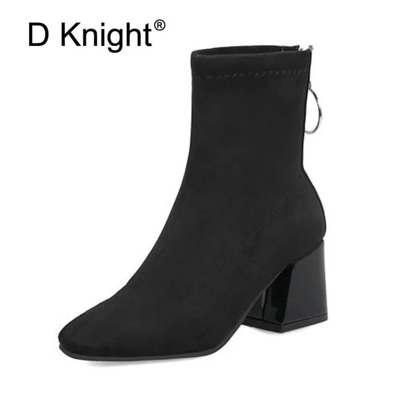 Plus Size 32-48 Women Boots Fashion Flock Ankle Boots For Women Spring Autumn Ladies Party Western Boots Casual Female High Heel (21)