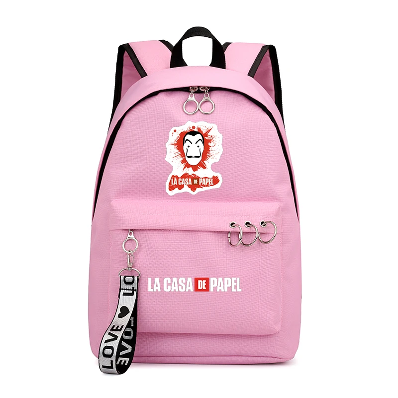 La Casa De Papel школьный рюкзак для девочек, Школьный Рюкзак Для Путешествий, сумка на плечо для ноутбука, черные рюкзаки, школьный рюкзак - Цвет: girls school bag 19