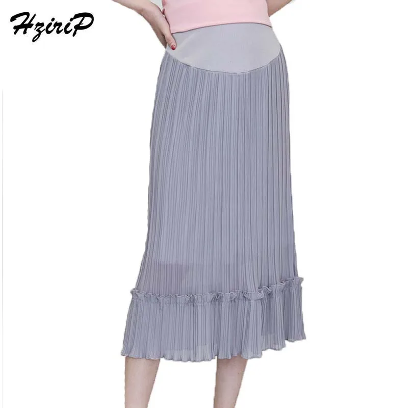 

HziriP Hot Sale Maternity Skirts Chiffon Ruffles Stitching Pregnant Clothes Loose Care Belly Pregnancy Women Pleated Skirt M-XL