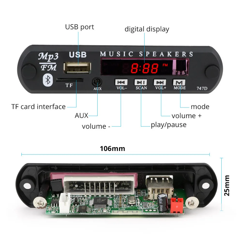 MP3-плеер декодер доска аудио модуль Bluetooth 12 в MP3 модуль USB TF радио для автомобиля аксессуары Bluetooth аудио декодер доска