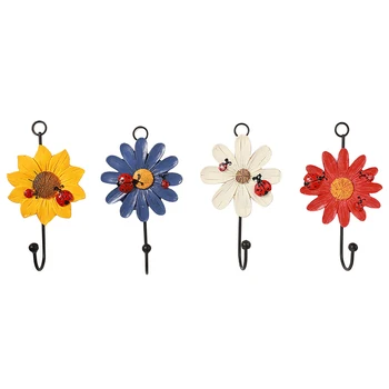 

Creative Home Resin Flower Decoration Hook Multi-Function Home Living Room Bedroom Wall Key Storage Decorative Hook