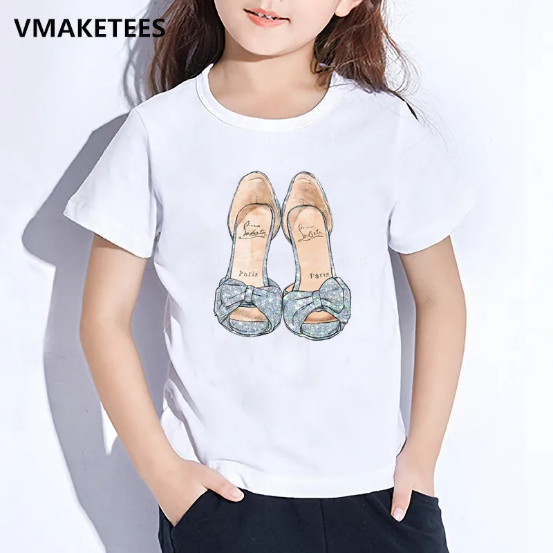 

Kids Summer O-Neck Boys & Girls Tshirt Children Vintage Paris Red Shoes Print Funny T-shirt Fashion Casual Baby Clothes,HKP5273