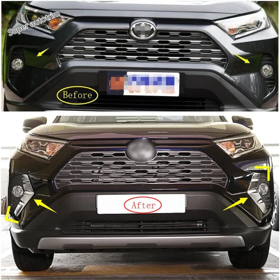 

Lapetus Front Fog Lights Foglight Lamp Eyelid Eyebrow Cover Trim ABS Chrome Fit For TOYOTA RAV4 RAV 4 2019 Accessories Exterior