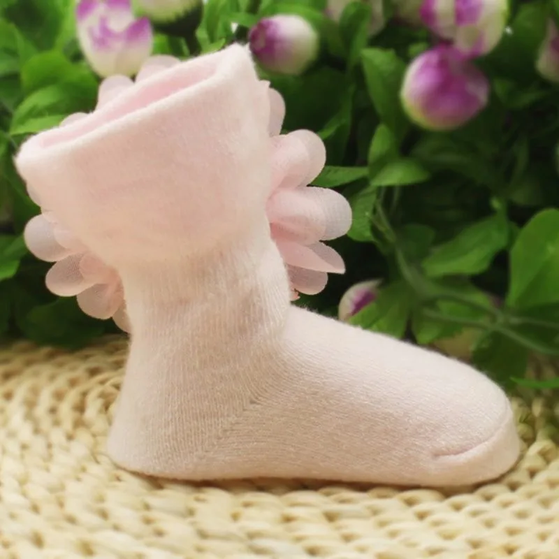 Детские носки для новорожденных хлопковые носки длиной до щиколотки, с бантом, носки принцессы для маленьких девочек; носки с бантиком Нескользящие кружевные туфли, украшенные цветами;