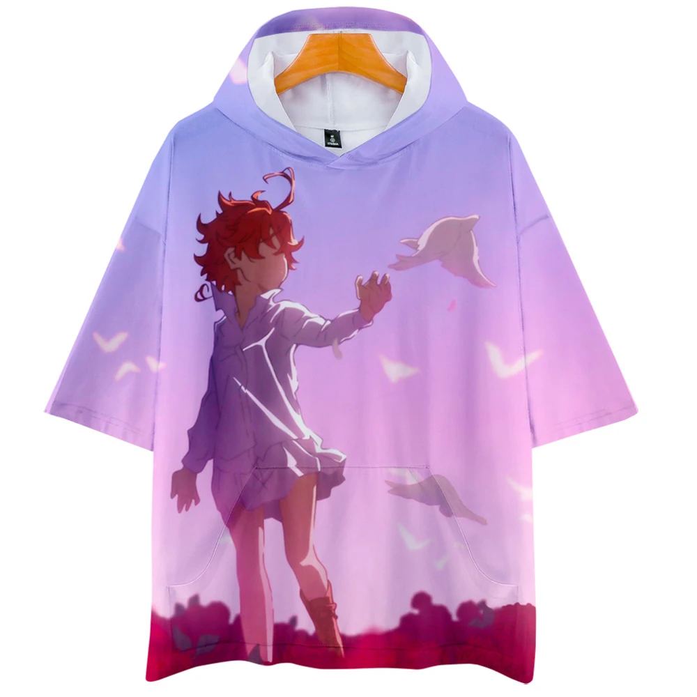 Модная футболка с капюшоном и короткими рукавами надписью Promised Neverland Emma cos