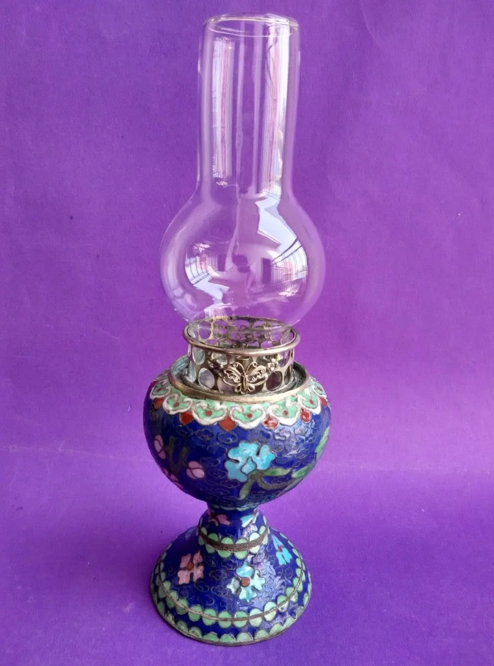 

7.88 inch / Ancient Chinese copper cloisonne collecting kerosene lamps.