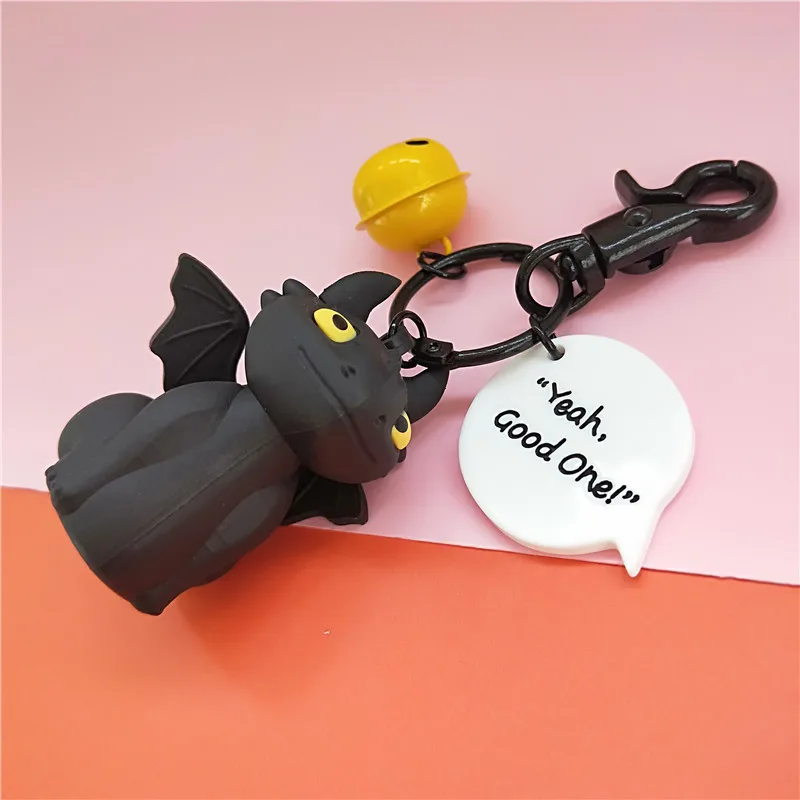 

2019 new metal creative silicone leather rope key chain How to train dragon 3 cartoon PVC soft plastic doll toothless keychain