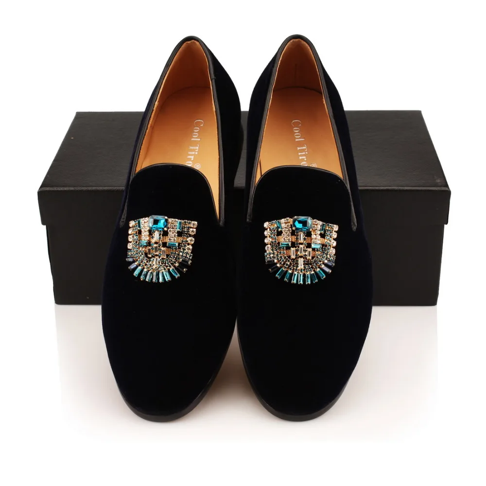 Navy VELVET SLIPPERS WITH CRYSTAL BROOCH (8)