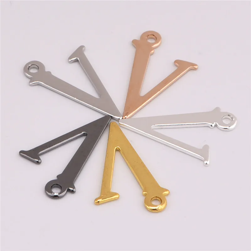 

50pcs 9*14mm 12.5*10.5MM Gold/silver color Copper Letter V/D Charm for Jewelry Making pendant fit,Handmade DIY bracelet necklace