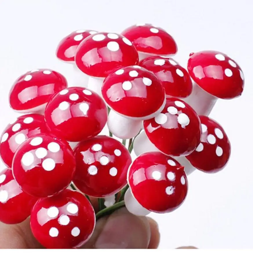 50 шт. мини красный гриб миниатюрный точечный горшок DIY игрушка дом бонсай для пейзажа растения мини-фигурка современный сад украшения