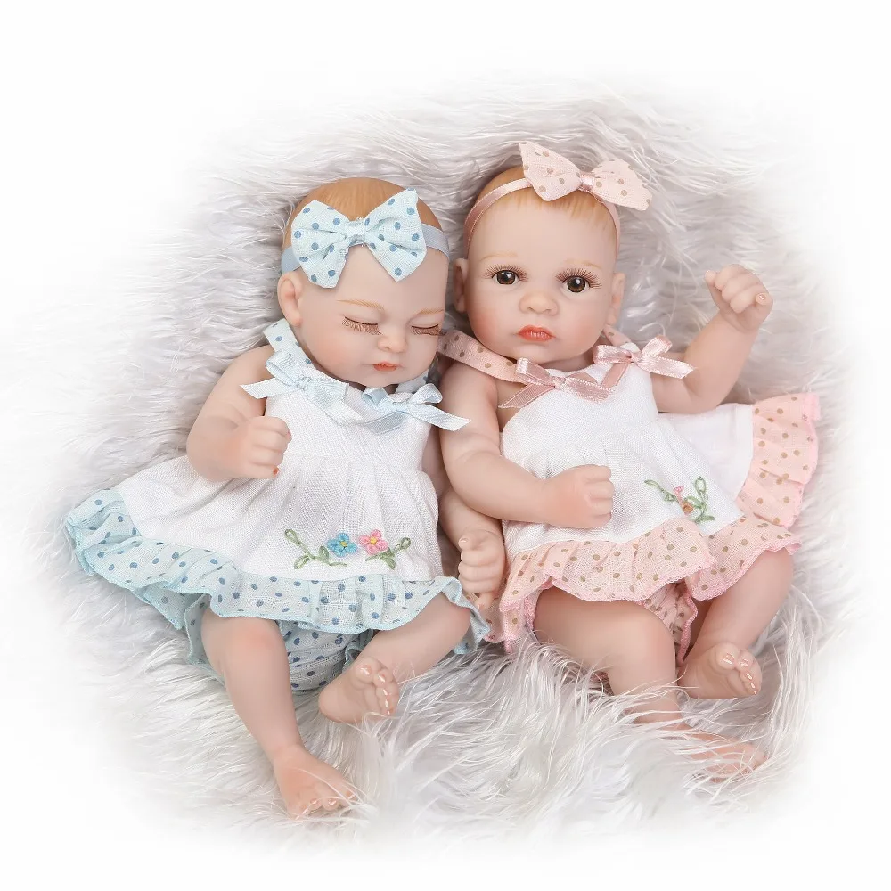 Npkколлекционная Водонепроницаемая мини-кукла-Реборн, пара, Реалистичная живая кукла, твердый силиконовый подарок для детей 12 дюймов