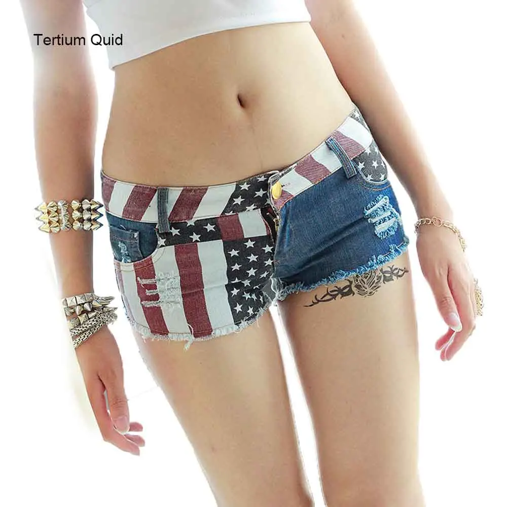 

388 Women Sexy Shorts American Flag Girl Trousers Sexy Jeans Shorts Denim Shorts Woman Micro Mini Shorts Feminino Cheap Clothes