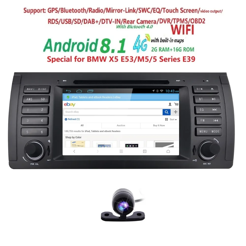 

2GRAM Android8.1 QuadCore GPS Navigation 7"Car DVD Player for BMW E39 5 Series/M5 1997-2003 with BT/RDS/Radio/SWC/USB/SD/4G/WIFI