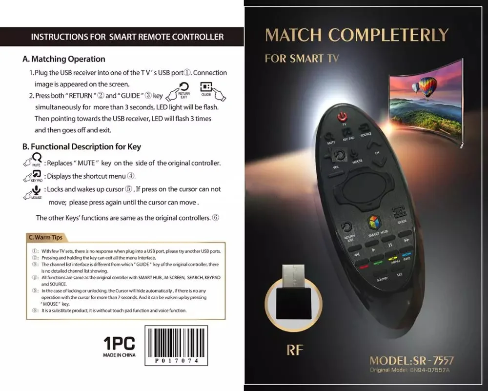 Tesiway Replacement Remote Remote Control FOR SAMSUNG BN94-075574 FOR SAMSUNG Smart TV09