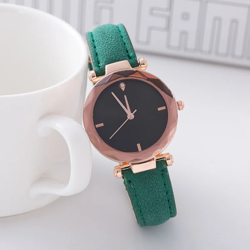 Лидирующий бренд для женщин часы браслет контракт кожа кристалл наручные часы Женское платье дамы кварцевые Dropshiping - Цвет: Зеленый