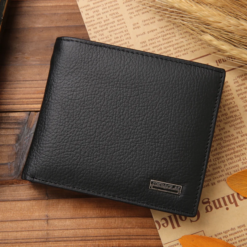 JINBAOLAI جلد أصلي للرجال محافظ قصيرة تصميم حامل بطاقات التعريف الشخصية الرجال العلامة التجارية مصمم رداء علوي غير رسمي جودة الذكور عملة جيب محف...