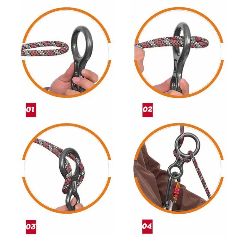 حار بيع 35KN 8 شكل السليل في الهواء الطلق تسلق Carabiners الهبوط من قمم الجبال الإنحدار السلامة حلقة تسلق الصخور معدات اكسسوارات