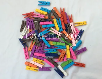 

100 PIECES Free Shipping Color Gifts Wooden Peg Clothespins Banner Clips 35 mm | Wood Craft | Promotion |Low Price | Top Quality