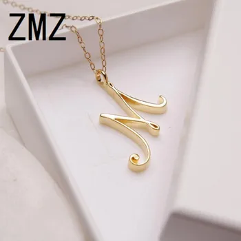 

ZMZ 2019 Europe/US fashion English letter pendant lovely letter M text necklace gift for mom/girlfriend party jewelry