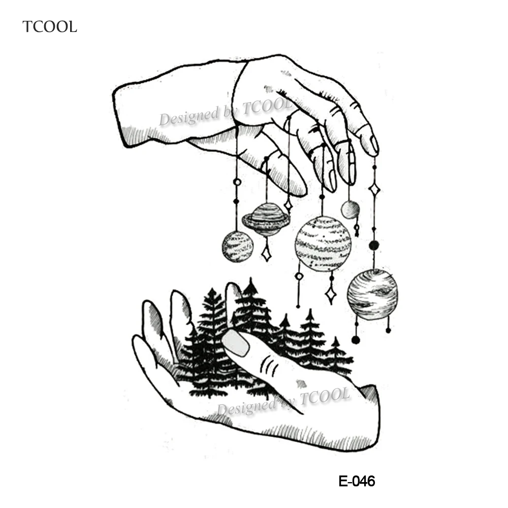 HXMAN Planet Временные татуировки для водонепроницаемых мужчин имитация тутуировок для женщин дизайн Модная ручная наклейка 9,8X6 см E-046