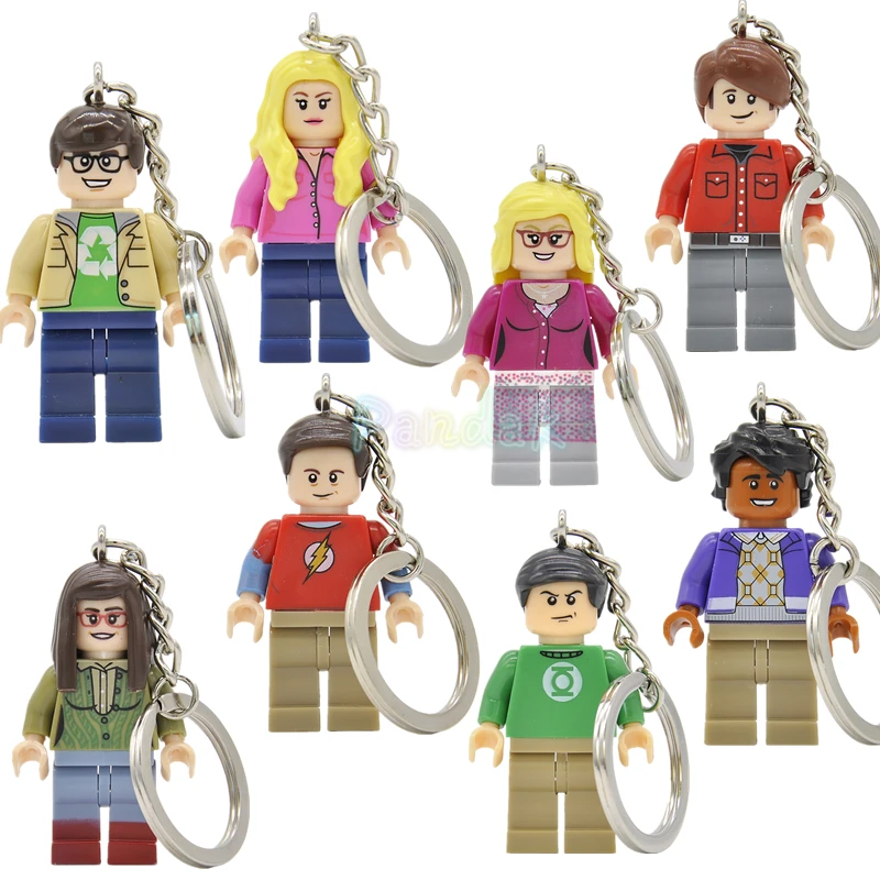 

TBBT Keychain The Big Bang Theory Sheldon Amy Leonard Figure Penny Rajesh Howard Bernadette Building Blocks Kazi Key Chain