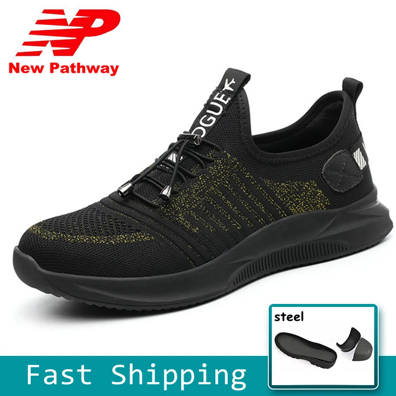 

100% Steel Toe Men's Work Safety Shoes Mesh Material Upper and Puncture-proof Soles Plus Size 37-47 MS158
