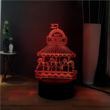 

Kawaii Carousel Horse Happy Holiday Dazzle Color Novel Decoration Atmosphere Touch Table Light Best Romantic Gift for Girlfriend