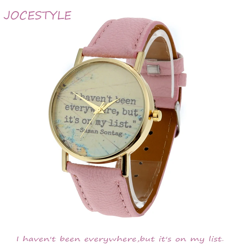 

2018 Women Motto Watch Travel Navigation Leather Wristwatch Vintage Quartz Watches horloges vrouwen watch susan sontag Sentence