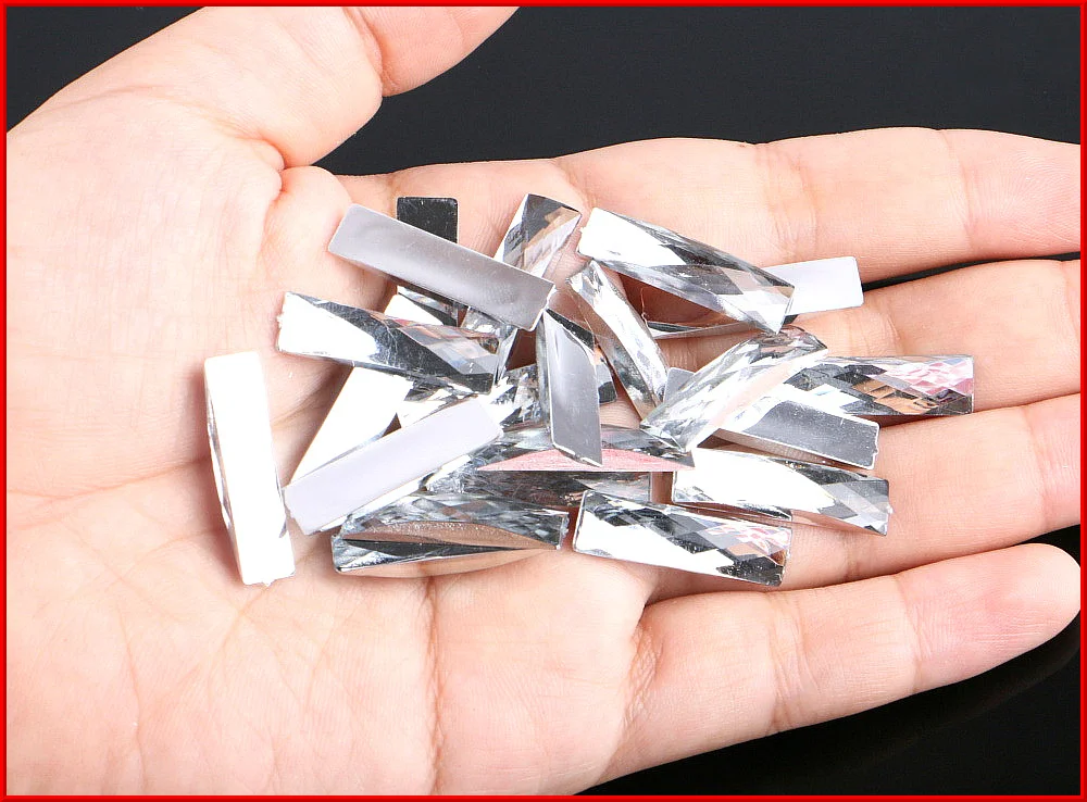 50 шт./лот новинка 7 мм * 25 кристалл блестящий Rectangel белый серебристый горный