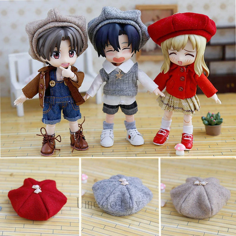 

1PCS Obitsu 11 Doll Lovely Hexagonal Cap Beret for OB11 Doll Hat Clothing Accessories