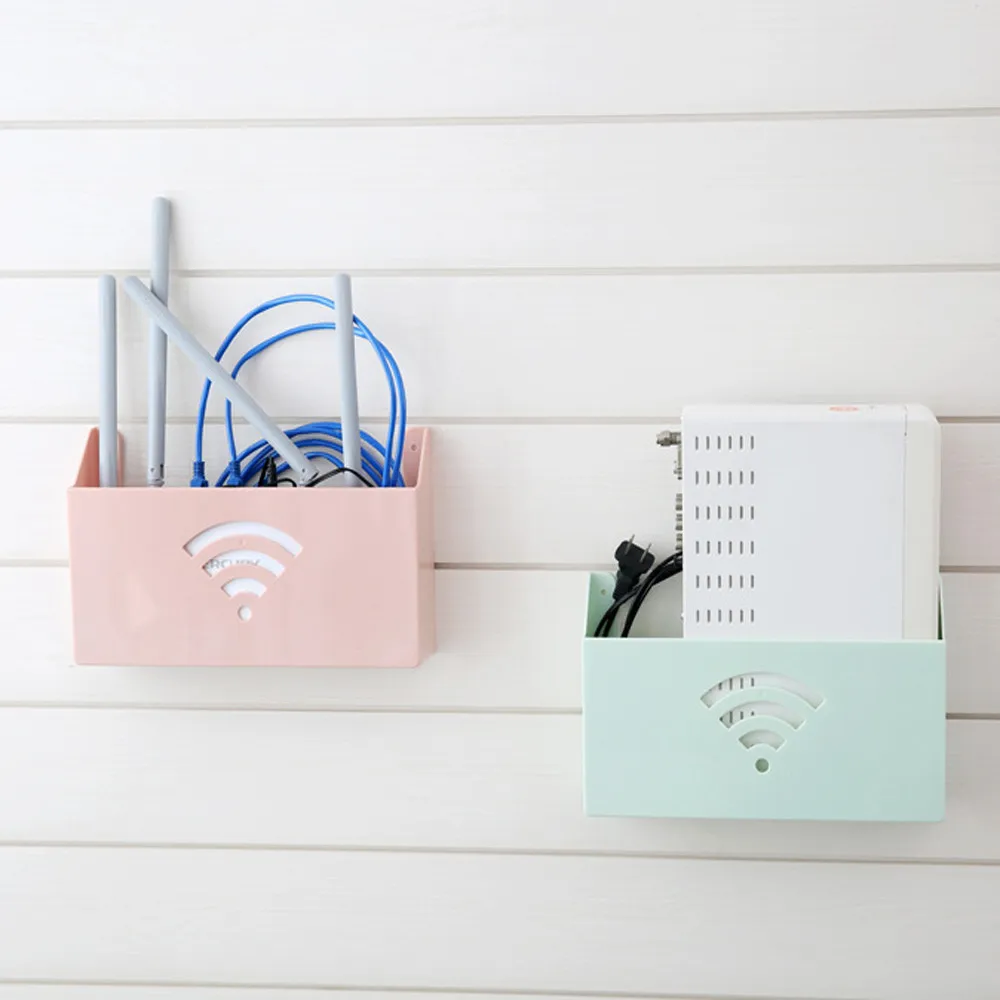Small Size Wall Mount WiFi Router Storage Boxes Shelf T718in Hooks