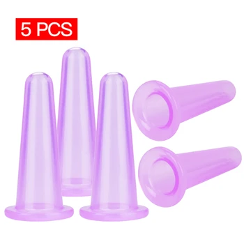 

5Pcs Large Facial Face Eyes Silicone Set Suction Lifting Lifting Vacuum Massage Cup Anti ageing Back Anti-cellulite