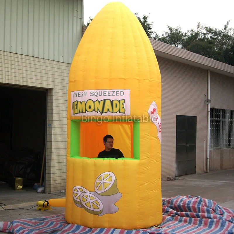  Customized 2X2X4.5 Meters inflatable lemon booth tent type hot sale inflatable diy booth for events