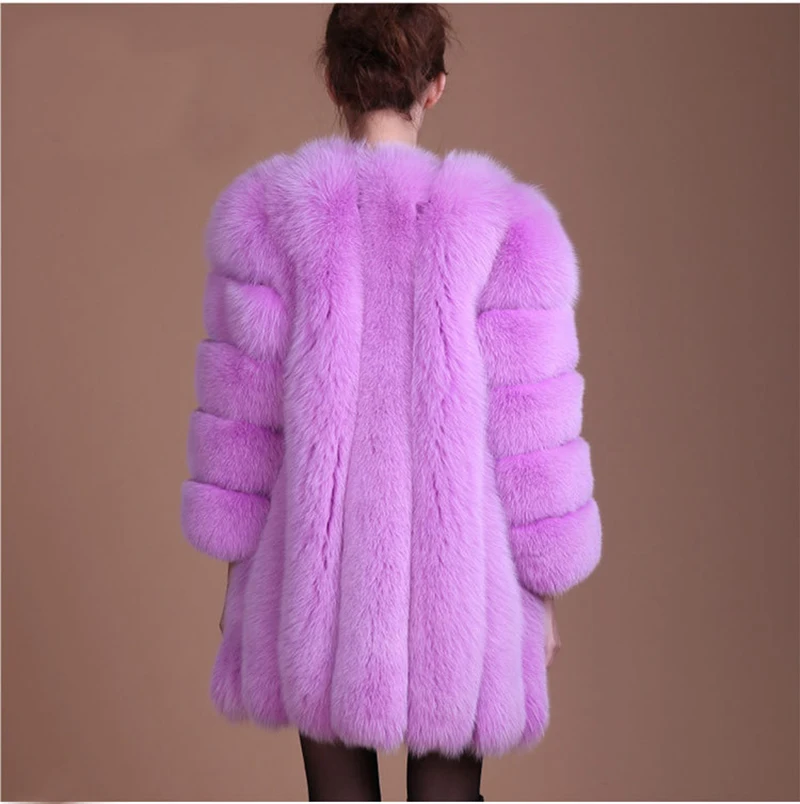 UPPIN шуба натуральный мех S-4XL зима роскошный искусственный мех лисы пальто тонкий длинный розовый искусственная Меховая куртка Для женщин Искусственный мех пальто шуба из искусственного меха дубленка шуба мех
