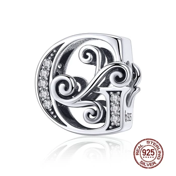 

MOWIMO Real 925 Sterling Silver Name Letter Alphabet G Charm Bead Fit Original Silver Bracelets Pendant Jewelry Making BNC030-G