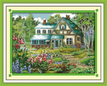

The fairy tale hut DMC Counted Chinese Cross Stitch Kits printed Cross-stitch set Embroidery Needlework